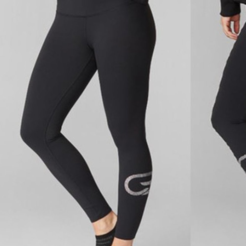 CYCLEBAR TAVI NOIR HIGH WAISTED 7/8 TIGHT CHARCOAL LEGGINGS CAMO LOGO SIZE XS
